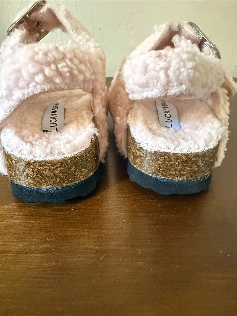 Lucky Brand Baby Girls' Pink Fuzzy Double-Buckle Sandals